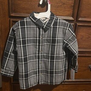 Cat & Jack Black and Gray Plaid Button Down Shirt